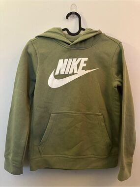 NIKE | Olive Green Hoodie with White Swoosh